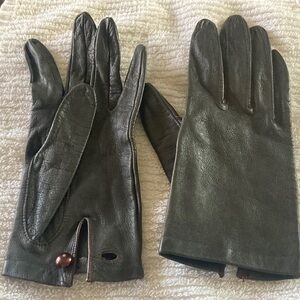 Vintage Leather Gloves , Black/Dark Grey
